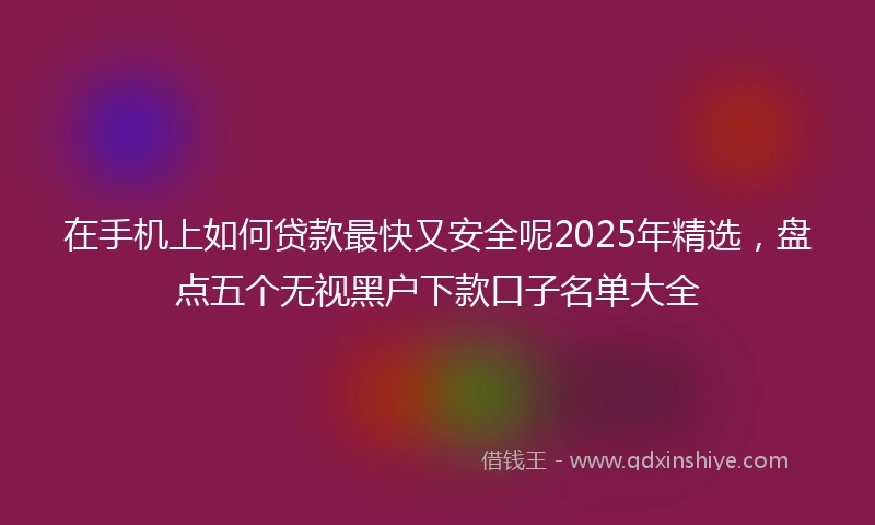 在手机上如何贷款最快又安全呢2025年精选，盘点五个无视黑户下款口子名单大全