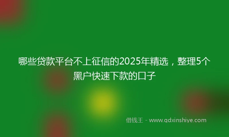 哪些贷款平台不上征信的2025年精选，整理5个黑户快速下款的口子