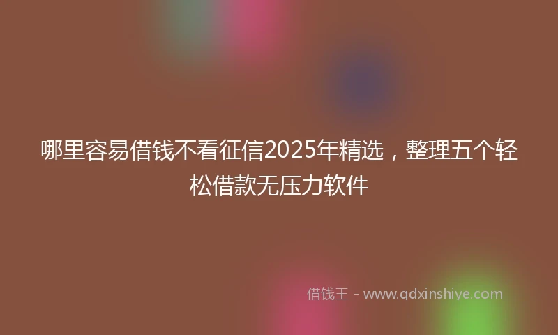哪里容易借钱不看征信2025年精选，整理五个轻松借款无压力软件