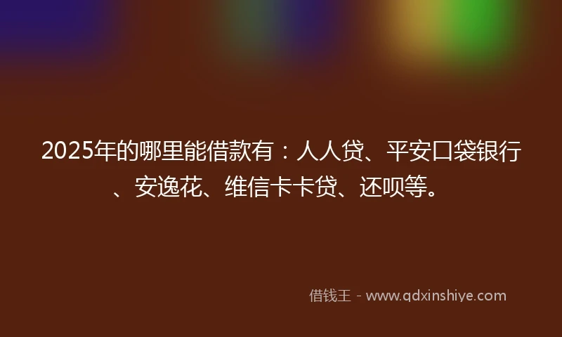 2025年的哪里能借款有：人人贷、平安口袋银行、安逸花、维信卡卡贷、还呗等。