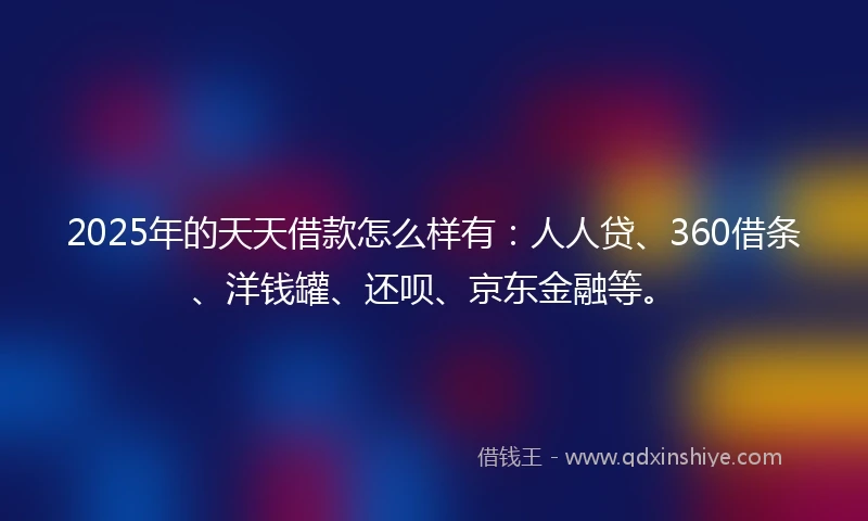 2025年的天天借款怎么样有：人人贷、360借条、洋钱罐、还呗、京东金融等。