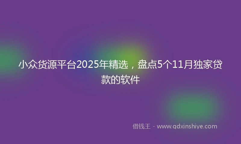小众货源平台2025年精选，盘点5个11月独家贷款的软件