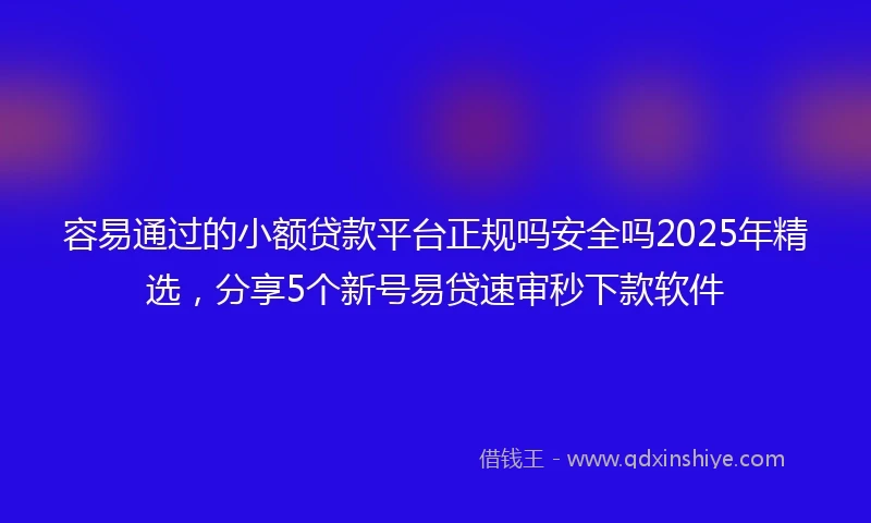 容易通过的小额贷款平台正规吗安全吗2025年精选，分享5个新号易贷速审秒下款软件