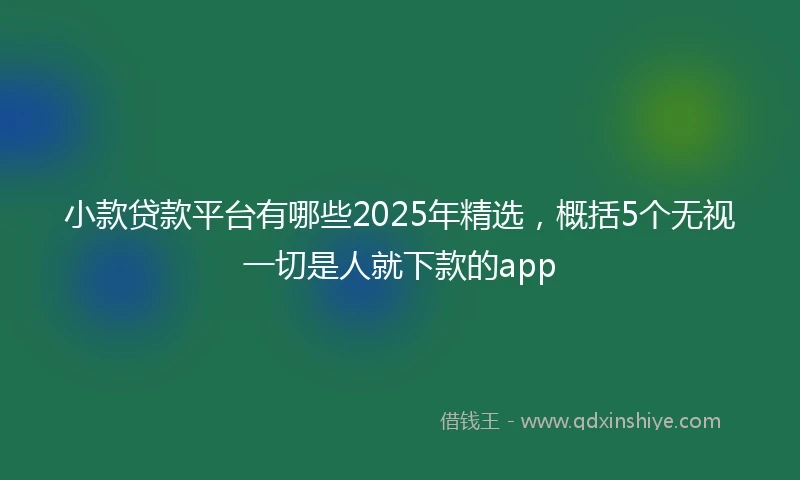 小款贷款平台有哪些2025年精选，概括5个无视一切是人就下款的app