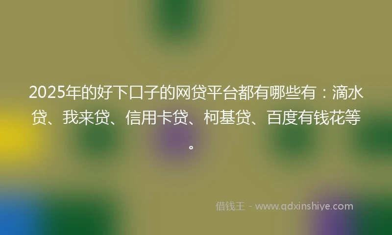 2025年的好下口子的网贷平台都有哪些有：滴水贷、我来贷、信用卡贷、柯基贷、百度有钱花等。