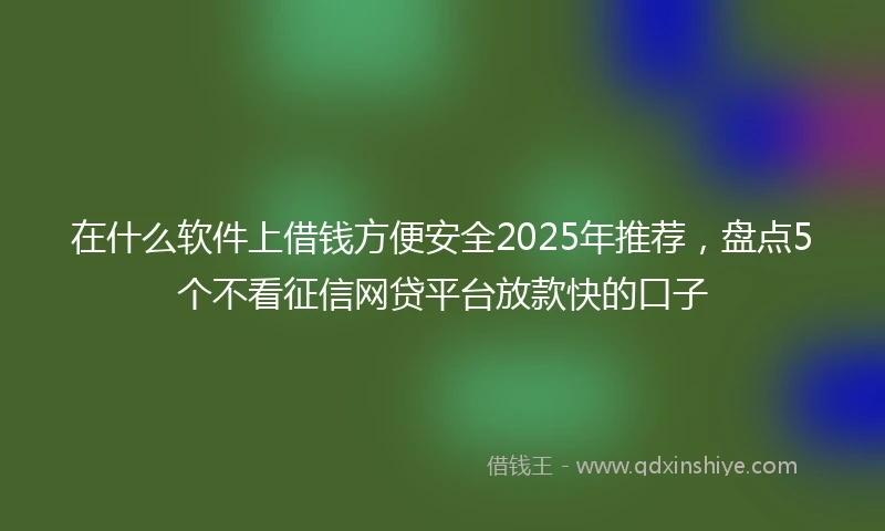在什么软件上借钱方便安全2025年推荐，盘点5个不看征信网贷平台放款快的口子
