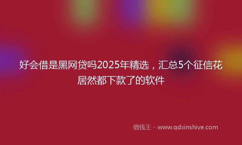 好会借是黑网贷吗2025年精选，汇总5个征信花居然都下款了的软件