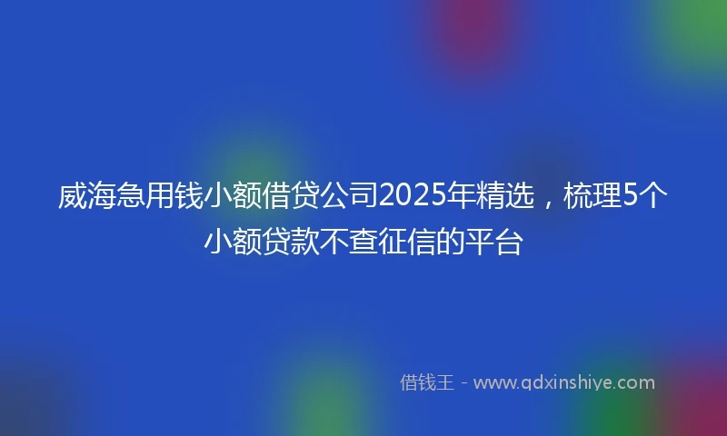 威海急用钱小额借贷公司2025年精选，梳理5个小额贷款不查征信的平台