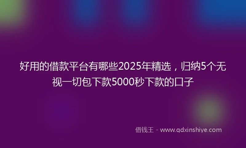 好用的借款平台有哪些2025年精选，归纳5个无视一切包下款5000秒下款的口子