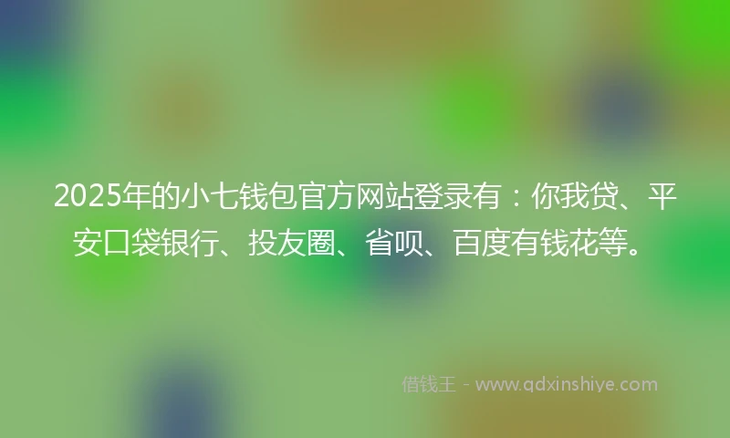 2025年的小七钱包官方网站登录有：你我贷、平安口袋银行、投友圈、省呗、百度有钱花等。