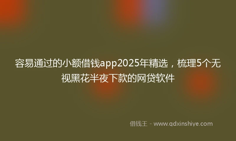 容易通过的小额借钱app2025年精选，梳理5个无视黑花半夜下款的网贷软件