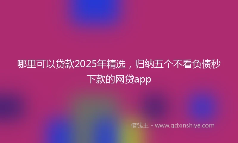 哪里可以贷款2025年精选，归纳五个不看负债秒下款的网贷app