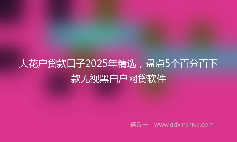 大花户贷款口子2025年精选，盘点5个百分百下款无视黑白户网贷软件