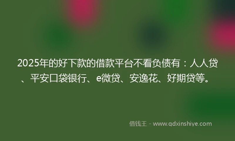 2025年的好下款的借款平台不看负债有：人人贷、平安口袋银行、e微贷、安逸花、好期贷等。