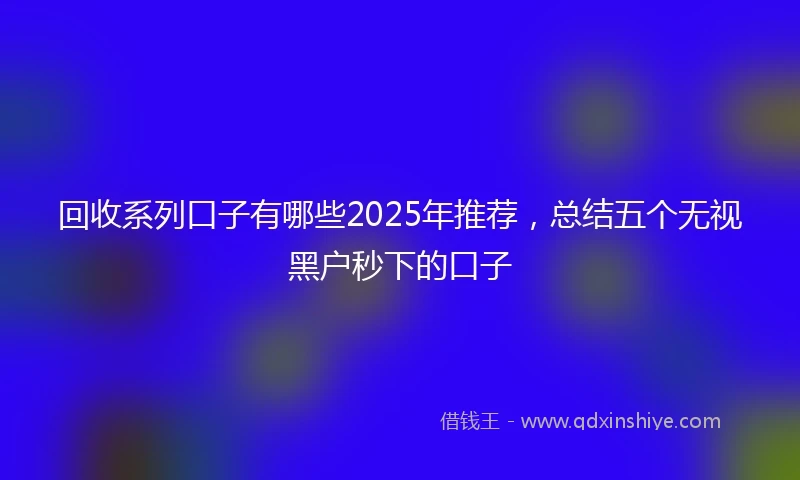 回收系列口子有哪些2025年推荐，总结五个无视黑户秒下的口子