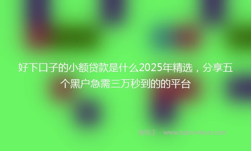 好下口子的小额贷款是什么2025年精选，分享五个黑户急需三万秒到的的平台