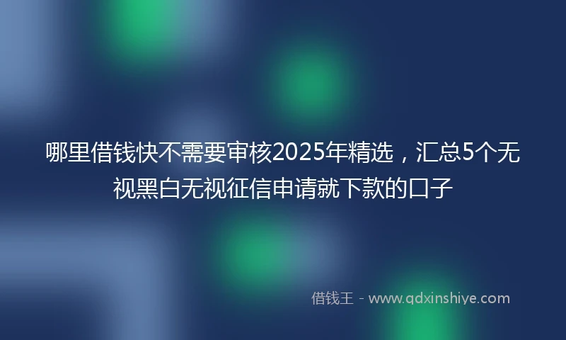 哪里借钱快不需要审核2025年精选，汇总5个无视黑白无视征信申请就下款的口子