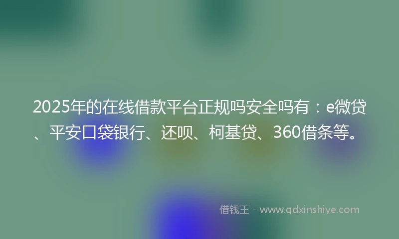 2025年的在线借款平台正规吗安全吗有：e微贷、平安口袋银行、还呗、柯基贷、360借条等。