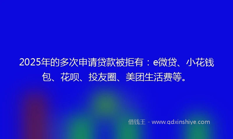 2025年的多次申请贷款被拒有：e微贷、小花钱包、花呗、投友圈、美团生活费等。