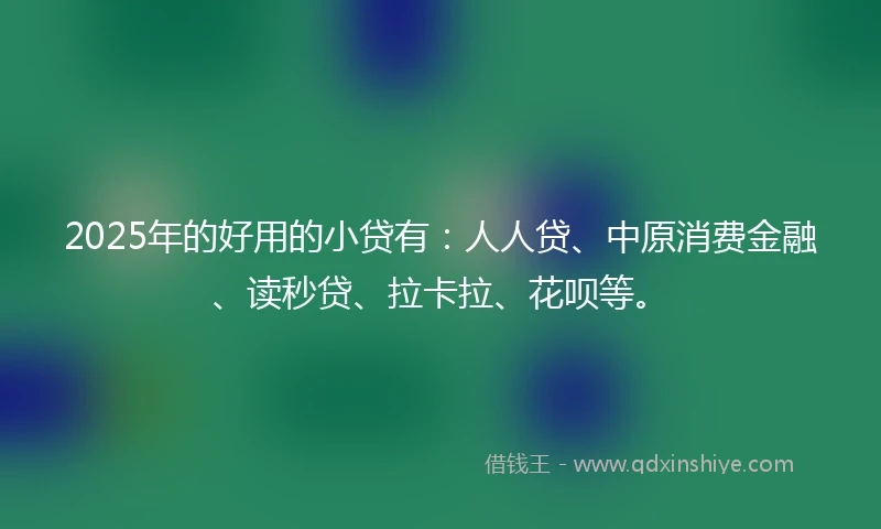 2025年的好用的小贷有:人人贷、中原消费金融、读秒贷、拉卡拉、花呗等。
