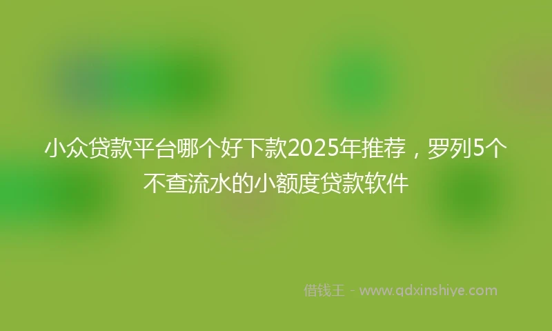 小众贷款平台哪个好下款2025年推荐，罗列5个不查流水的小额度贷款软件