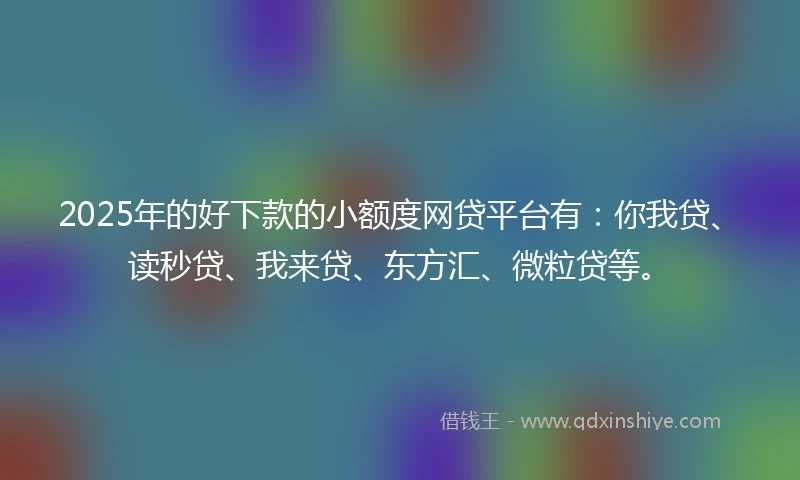 2025年的好下款的小额度网贷平台有：你我贷、读秒贷、我来贷、东方汇、微粒贷等。