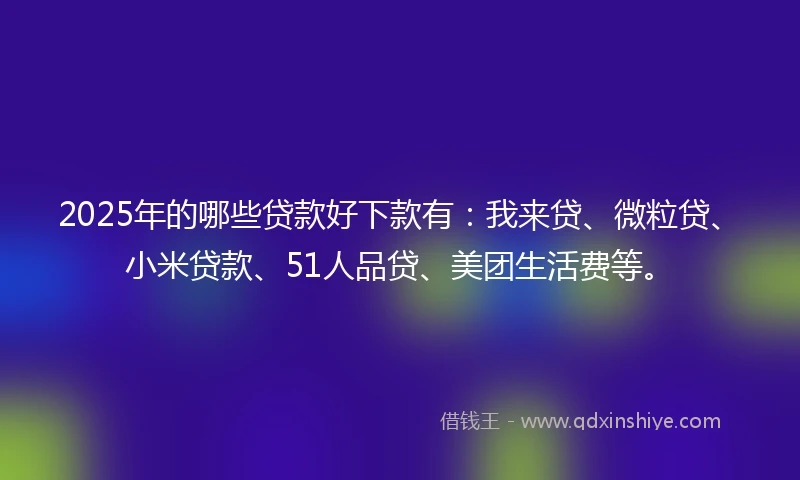 2025年的哪些贷款好下款有：我来贷、微粒贷、小米贷款、51人品贷、美团生活费等。