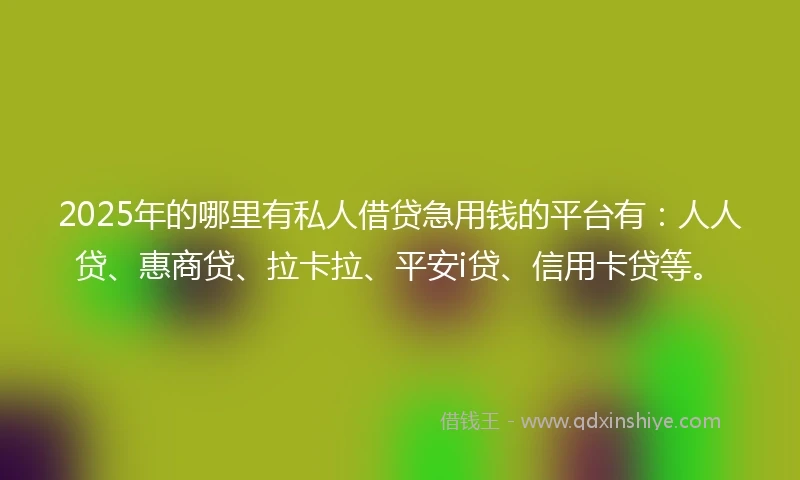 2025年的哪里有私人借贷急用钱的平台有：人人贷、惠商贷、拉卡拉、平安i贷、信用卡贷等。