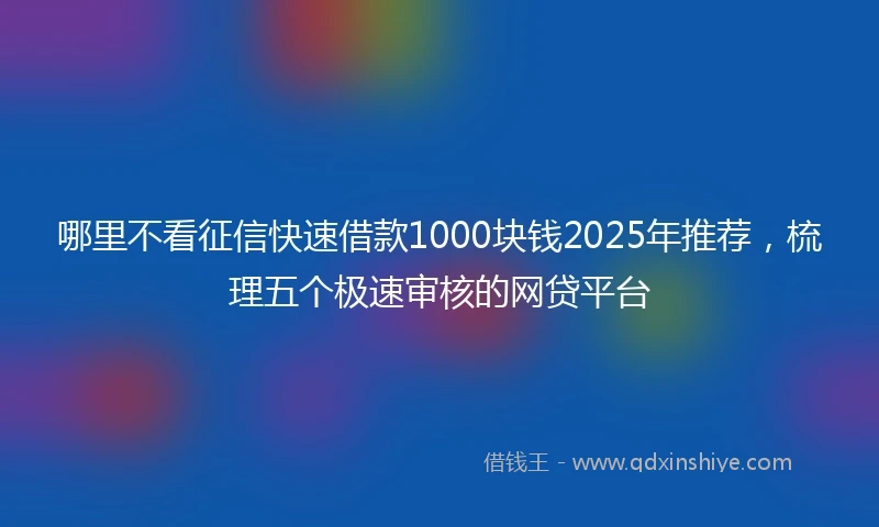 哪里不看征信快速借款1000块钱2025年推荐，梳理五个极速审核的网贷平台