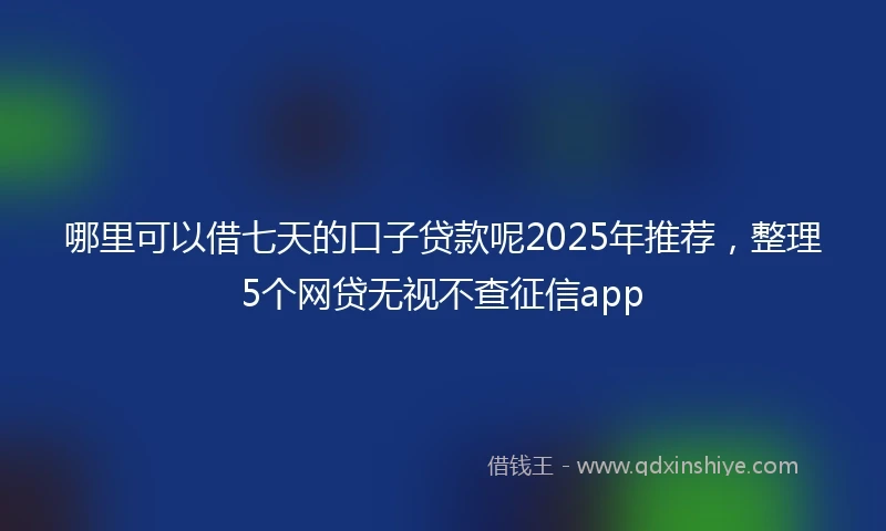 哪里可以借七天的口子贷款呢2025年推荐，整理5个网贷无视不查征信app