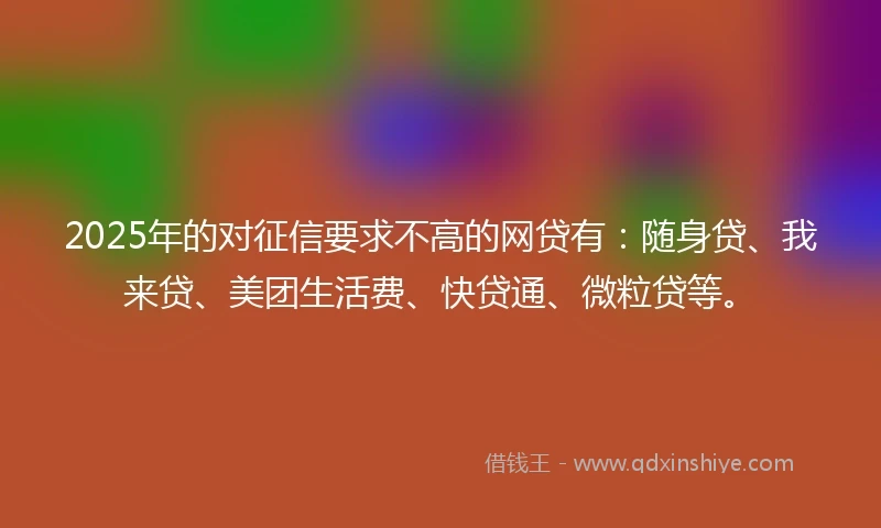 2025年的对征信要求不高的网贷有：随身贷、我来贷、美团生活费、快贷通、微粒贷等。