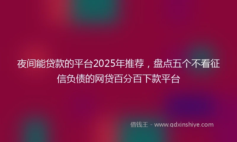 夜间能贷款的平台2025年推荐，盘点五个不看征信负债的网贷百分百下款平台