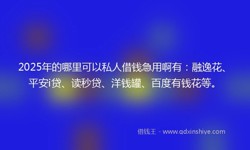 2025年的哪里可以私人借钱急用啊有：融逸花、平安i贷、读秒贷、洋钱罐、百度有钱花等。