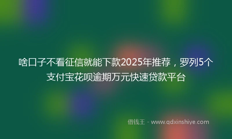 啥口子不看征信就能下款2025年推荐，罗列5个支付宝花呗逾期万元快速贷款平台