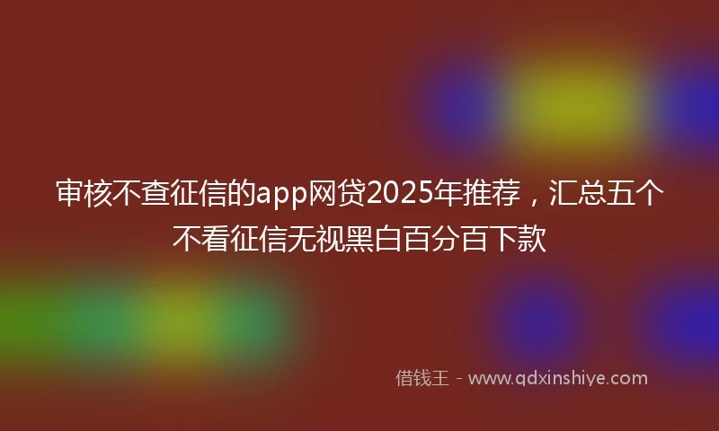 审核不查征信的app网贷2025年推荐，汇总五个不看征信无视黑白百分百下款