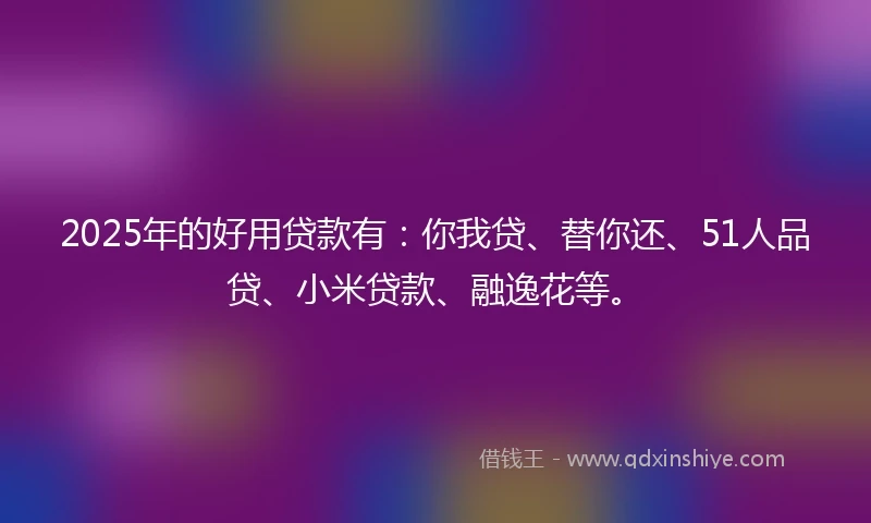2025年的好用贷款有：你我贷、替你还、51人品贷、小米贷款、融逸花等。