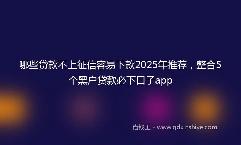 哪些贷款不上征信容易下款2025年推荐，整合5个黑户贷款必下口子app