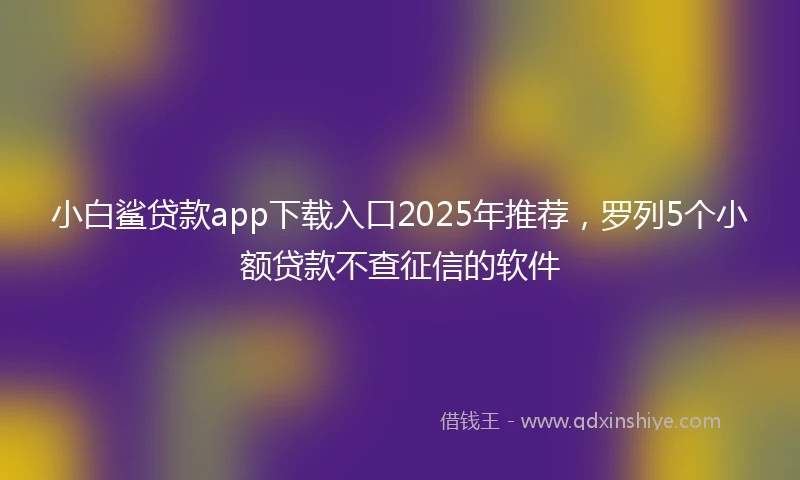小白鲨贷款app下载入口2025年推荐，罗列5个小额贷款不查征信的软件
