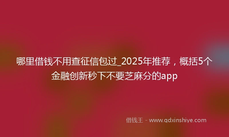 哪里借钱不用查征信包过_2025年推荐，概括5个金融创新秒下不要芝麻分的app