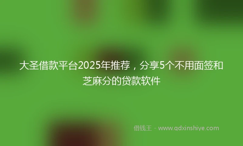 大圣借款平台2025年推荐，分享5个不用面签和芝麻分的贷款软件