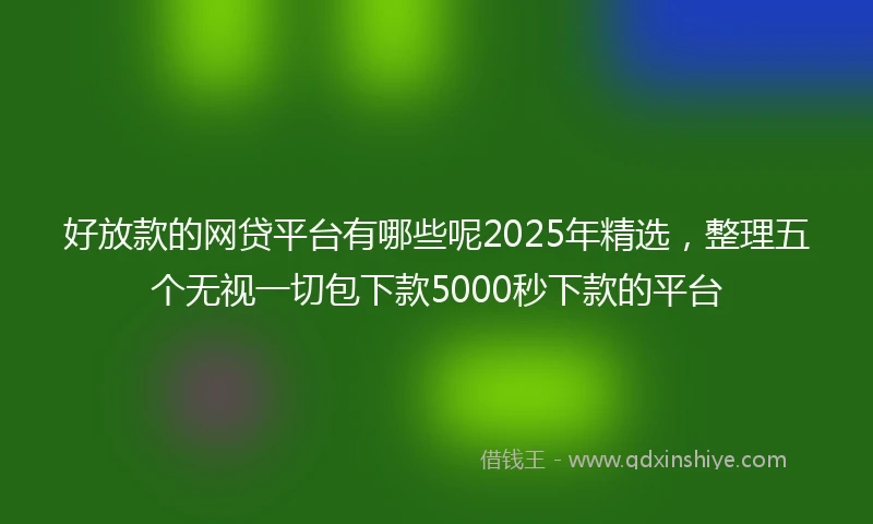 好放款的网贷平台有哪些呢2025年精选，整理五个无视一切包下款5000秒下款的平台