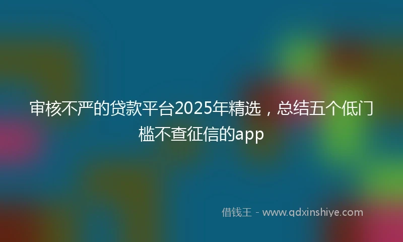审核不严的贷款平台2025年精选，总结五个低门槛不查征信的app