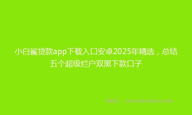 小白鲨贷款app下载入口安卓2025年精选，总结五个超级烂户双黑下款口子
