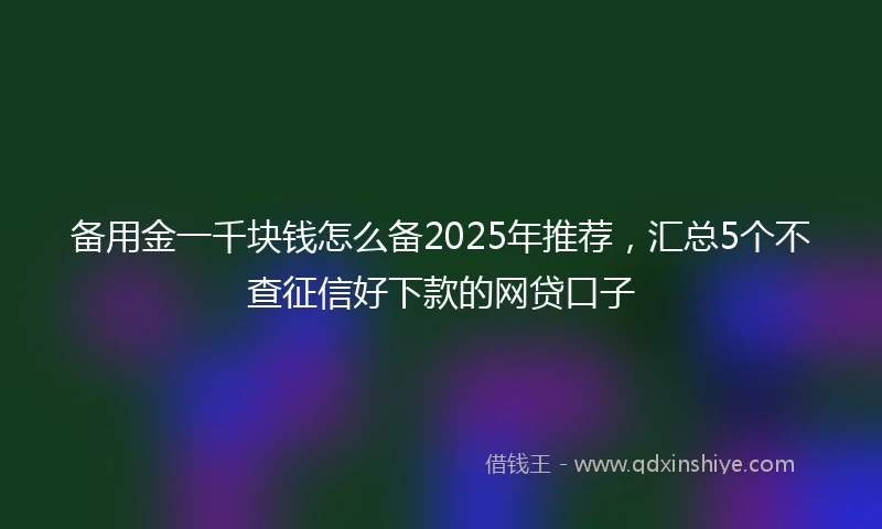 备用金一千块钱怎么备2025年推荐，汇总5个不查征信好下款的网贷口子