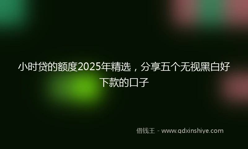 小时贷的额度2025年精选，分享五个无视黑白好下款的口子