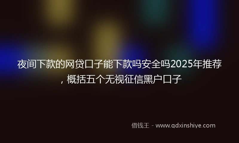 夜间下款的网贷口子能下款吗安全吗2025年推荐，概括五个无视征信黑户口子