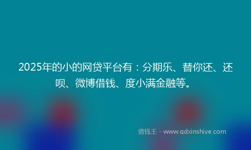 2025年的小的网贷平台有：分期乐、替你还、还呗、微博借钱、度小满金融等。