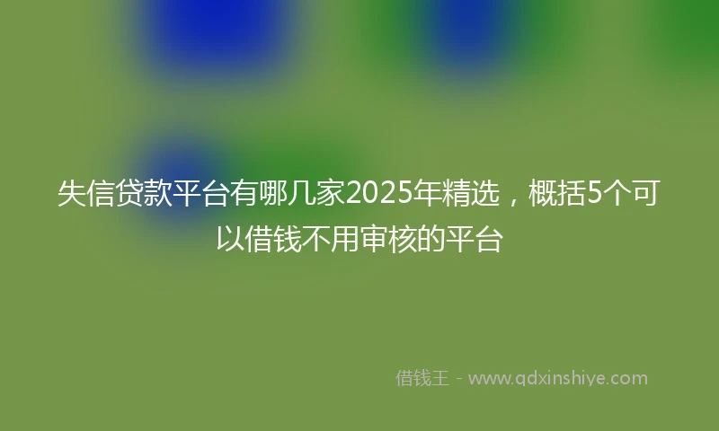 失信贷款平台有哪几家2025年精选，概括5个可以借钱不用审核的平台