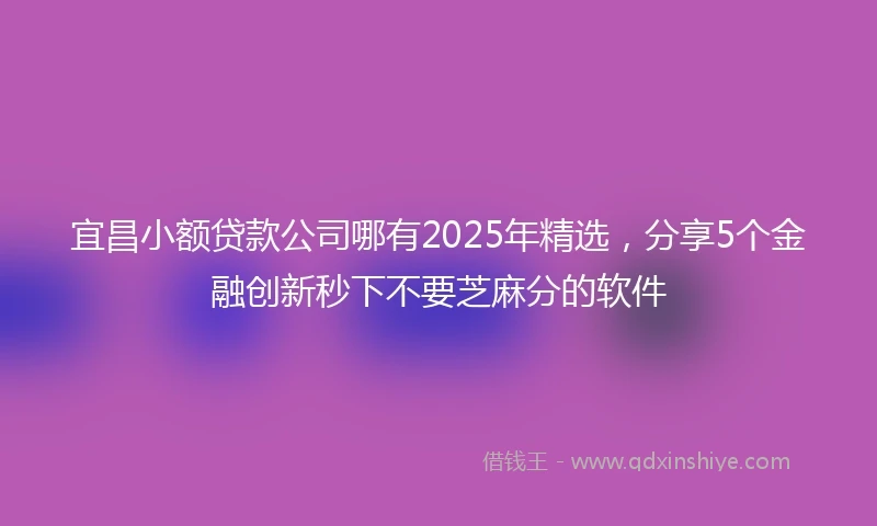 宜昌小额贷款公司哪有2025年精选，分享5个金融创新秒下不要芝麻分的软件