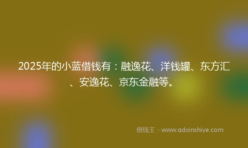 2025年的小蓝借钱有：融逸花、洋钱罐、东方汇、安逸花、京东金融等。